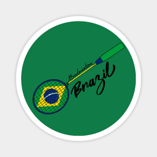 Brazil Badminton Flag on Racket Support Brazil Team Badminton Magnet